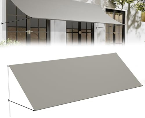 YRHome Markise Fallarmmarkise einziehbar 400x145 cm - Balkonmarkise & Sonnenschutz für Terrasse/Garten - Wetterfest mit UV-Schutz Inkl. Montagezubehör - Ideal für Fenster & Balkon (Grau)