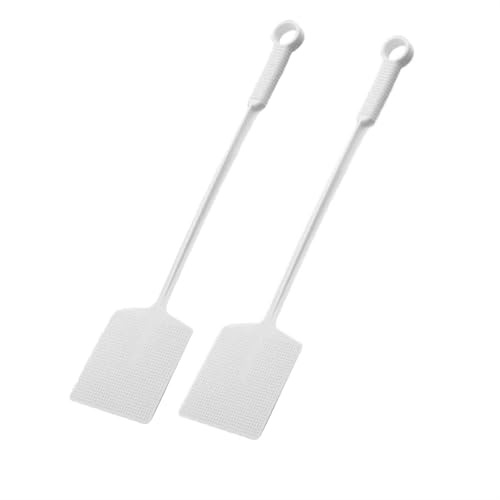 STHOYN Matamoscas De Plástico Matamoscas Manual Raqueta Matainsectos Resistente Y Flexible Mata Moscas Colgantes, Paquete De 2(Blanco)