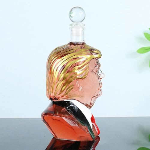 Carafe A Decanter Vin - Bouteille Whisky, Bouteille De Whisky Trump Amusante, Nouvelle Carafe En Verre Unique 2025 Pour Vin Et Whisky, 77 Cl, Cadeau Pour Homme, Papa, Mari(B)