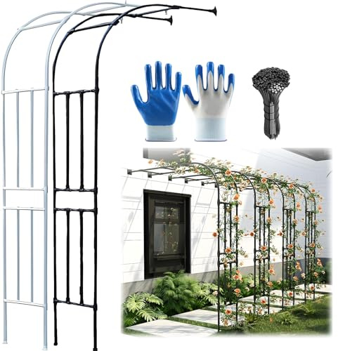 Arche dse Jardin pour Plantes Grimpantes Cadre en Acier Robuste Demi-Arche pour Tuteur Tonnelle pour Plantes Grimpante, Treillis Pergola pour Décor Mariage(White,2.4M*2.4m/7.8FT*7.8FT)