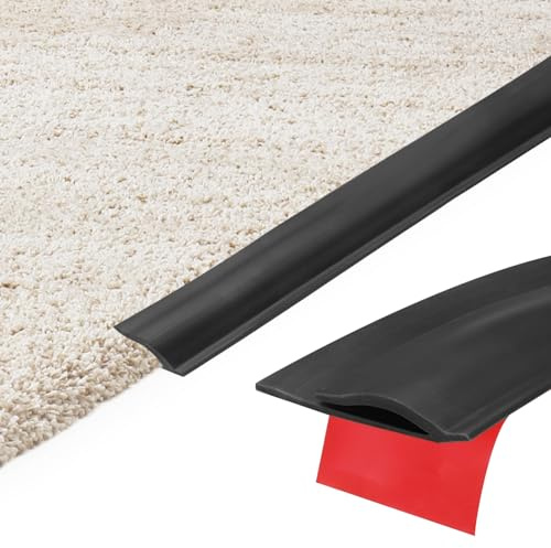 sourcing map 6M Carpet to Tile Transition Strip, Self-Adhesive Carpet Edge Strip, TPE Gap Cover, Laminate Edge Trim for Uneven Surfaces, Black