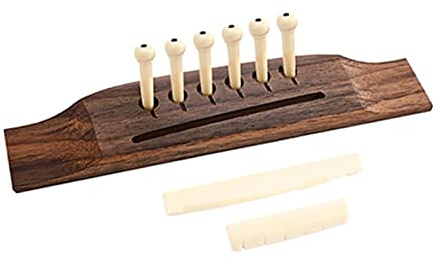 6-saitige Akustikgitarren-Steg, Mutter und 6 Palisander-Stegstifte, Gitarrenholzzubehör, Endstift