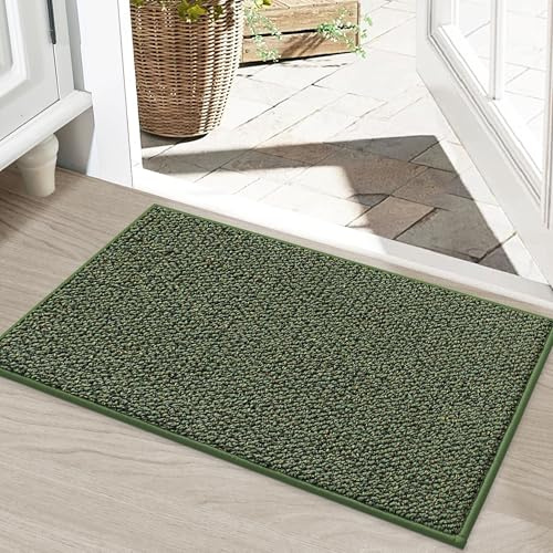BEQHAUSE Doormat Indoor 50x80 cm, Dirt Trapper Door Mats Non-Slip, Green | Low-Profile Indoor Mats, Resist Dirt Floor Mat Washable Entrance Mat for Front Back Door, Entryway, Hallway, Polypropylene