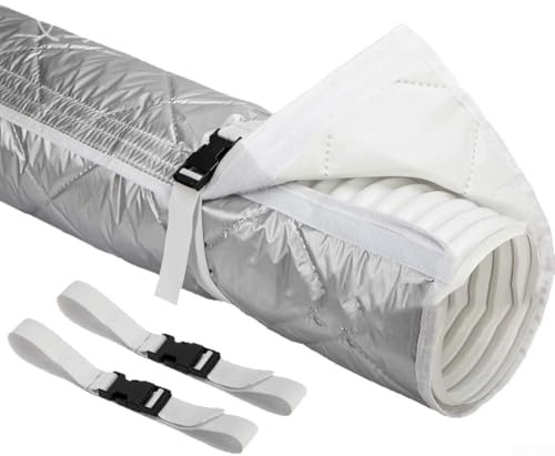 Gdfnmogo Funda de manguera de aire acondicionado portátil, 150 x 58 cm, funda aislante para tubo de escape de CA con correas elásticas para mangueras de 5 y 5.9 pulgadas