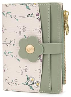 MOSOSA Porte Monnaie Femme, Petit Portefeuille Femme avec Blocage RFID, Porte Carte Femme en Poche à Monnaie et Cadeau pour Une Femmes, Vert