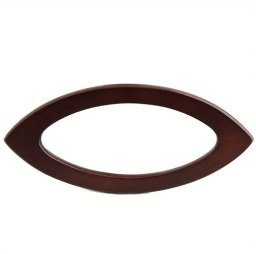 LNNXSZ Manici per Borse Uncinetto 2 Manici a Forma di D in Legno massello, Borsa Intrecciata in Rovere, Borsa da Spiaggia in Lana all'Uncinetto(19.5x9cm Brown)