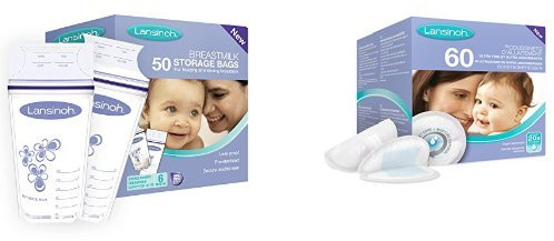 Lansinoh Breastmilk Storage Bags (50 Pieces) and Disposable Nursing Pads (60 Pieces)