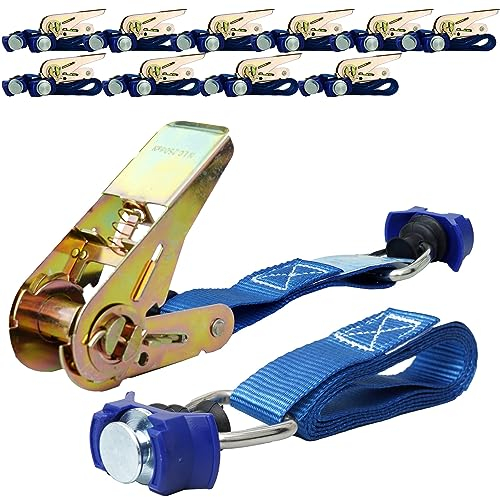 NTG Spanngurte mit Ratsche und Kunststoff-Fitting für Airlineschiene 10 Stück im Set | 1100 mm Lang | 250/500 daN KG beslastbar | 25 mm Breit | Zurrgurte