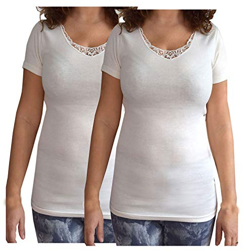 Maillot de Corps Femme Caraco Femme Dentelle Lot de 2 Made in Italy 3XL