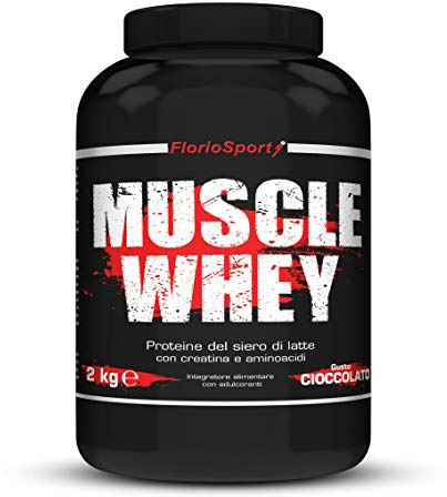 Muscle Whey FlorioSport®, 2 Kg Proteine del Siero Latte con Creatina Taurina Aminoacidi Whey Protein Per la crescita ed il mantenimento della massa muscolare (Frutti Rossi)