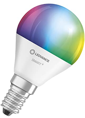 LEDVANCE Smarte LED-Lampe mit WiFi Technologie, Sockel E14, Dimmbar, Lichtfarbe änderbar (2700-6500K), RGB Farben änderbar, ersetzt Glühlampen mit 40 W, SMART+ WiFi Mini Bulb Multicolour, 1er-Pack