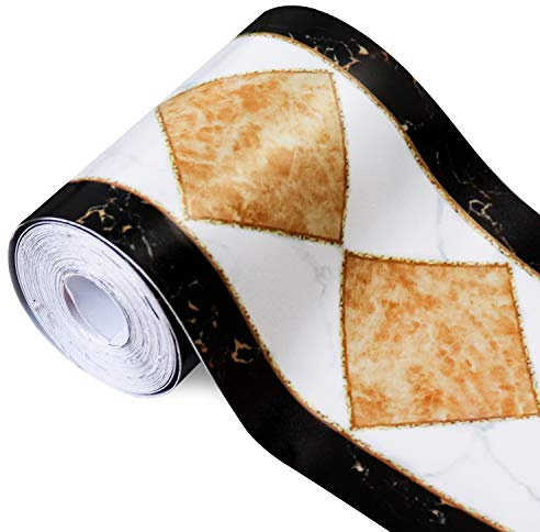 Soyizom Carta da parati in PVC Bordo Moderno Geometrico Rivestimento Parete Bordi Adesivo Buccia e Bastone Bordo