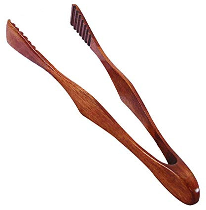 Brotzange aus Holz, Grillzange aus Bambus, kleine Servierzangen, Grillzangen, Bambus, Küchenzangen, Holz, handgefertigt, für Küche, Camping, Grill, Buffet
