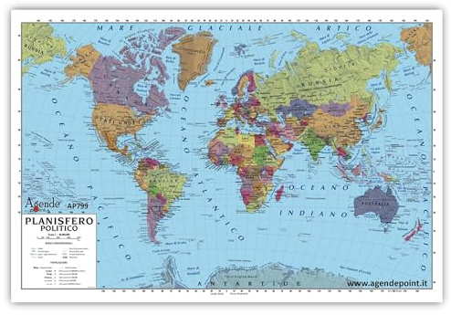 Cartina Geografica Planisfero Mondo A3 30x42 Bifacciale Fisica E Politica 1 74.000.000 Per Uso Scolastico