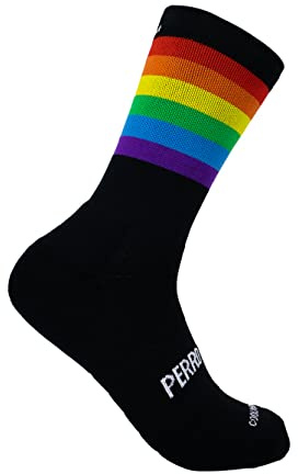 PERRO LOCO CLOTHES LGTBI Running Socks for Men and Women - Anti-Blister & Anti-Odor Compression Socks Cushioned Seamless Fun Original Colors. (UK, Numeric, 6, 8, Regular, Regular, Black)