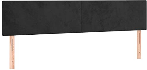 vidaXL Kopfteil, Bettkopfteil mit Holzbeinen, Höhenverstellbar Polsterkopfteil für Bett, Betthaupt Bettzubehör Schlafzimmer, Schwarz 160x5x78/88cm Samt