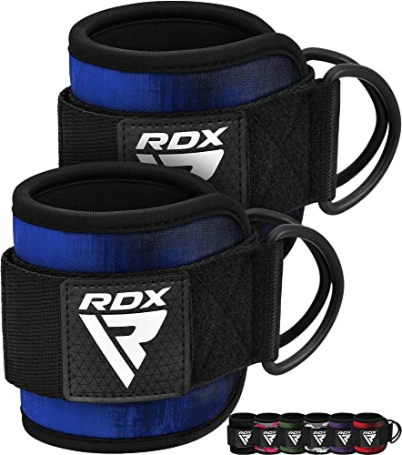 RDX Cavigliere Cavi Palestra, 7MM Neoprene Cinghie per Caviglia Imbottite Polsini Trazioni Esercizi delle Gambe Workout con Doppio D Anello Attaccament, Fitness Regolabile Strap Uomo Donna