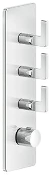 Gessi Inciso- Fertigmontage-Set für 3/4 Hochleistungs Unterputz-Thermostat, eine Rosette, vertikale Montage, 3 separate Wege, 58206, Farbe: Chrom