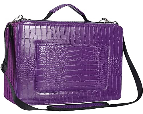 Shulaner Federmäppchen 500 Slots für 500 Buntstifte oder 340 Farbgelstifte mit 5 Reißverschluss Verschluss, große Kapazität PU-Leder Federmappe Bleistifte Halter Case - Lila, Kleinen Slots
