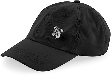 The House Of Dog: Staffordshire Bull Terrier Owner Gift. 100% Washed Chino Cotton Embroidered 6 Panel Unstructured Baseball Cap. Black