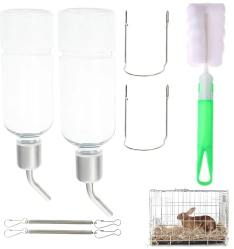 Trinkflasche Kaninchen, Kaninchen Wasser Flaschen, Hamster Trinkflasche, Haustiere Wasserflaschen Für Kaninchen Meerschweinchen Hamster Chinchillas, 2 STK Trinkflasche + 1reinigungsbürste,180ml+350ml