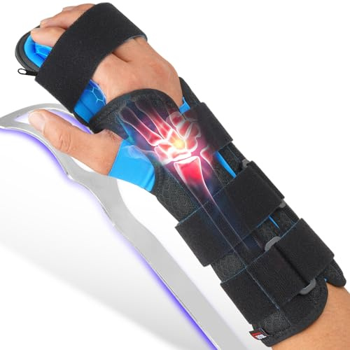 FEATOL Resting Hand Splint Stroke Night Immobilizer with Removable Splints- Pain Relief For Carpel Tunnel, Stroke Recovery, Arthritis, Tendinitis-Functional Support Wrist Finger Brace-Right Medium-For Men and Women
