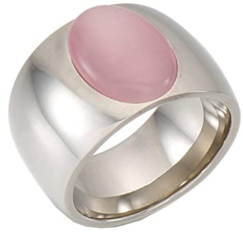 Mesnt Ringe Frauen Edelstahl, Edelstahl 15MM breiter Ring mit ovalem Stein für Damen