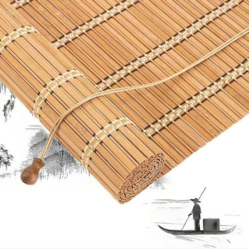 Tapparella In Bamboo,Tenda A Rullo In Bambù In Retrò,Tapparella Avvolgibile Bamboo Giardino con Ganci,Tende A Pacchetto,Protezione per La Privacy,per Finestre,Larghezza X Altezza (60cm x 100cm)