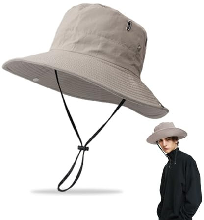 UILYNIU Sonnenschutzhut mit Breiter Krempe, Sonnenhut Herren Damen, Buschhut Für Großer Kopf, Safari Hut für Herren Damen, Wanderhut Herren Strandhut Herren Verstellbare Eimer Sonnenhut