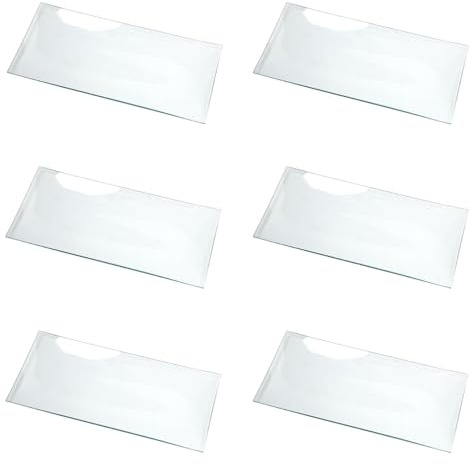 Super Mundo - 6pcs Platos Cristales Rectangulos Transparentes,Para Cocina y Comedor (17x34cm)