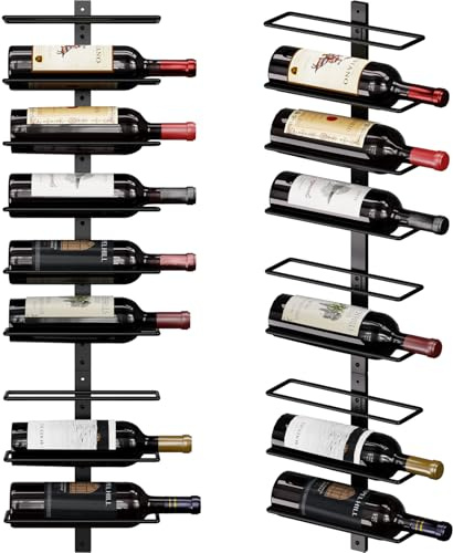 B4Life Weinregal und Halter, Wandmontage, 18 Flaschen, Metall, hängende Halterung für Wand, Likör, Champagner für Flaschenaufbewahrung, Hausbar, Keller und Küche, Esszimmer (Schwarz, 18 Flaschen)