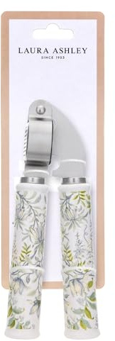 Laura Ashley Stainless Steel Garlic Press Crusher with Ceramic Handle - Rust-Resistant, Dishwasher Safe and Ergonomic Design Garlic Crusher Press for Effortless Crushing - Sage Parterre