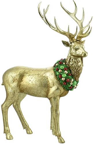 COSE DA CASA Renne Alzata in Oro Elegante Complemento Natalizio Alta 62 cm Decorazione per Le Feste di Natale