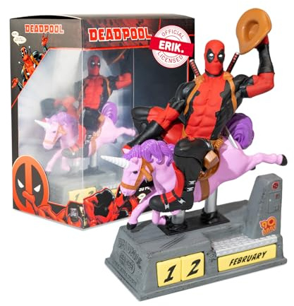 Grupo Erik Ewiger Kalender Marvel Deadpool Figur - 3D Kalender Tischkalender zum Aufstellen - Dauerkalender - Offizieller Marvel Fanartikel Büro Deko