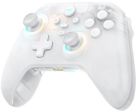 Machenike G3V2 Controller PC, Gamepad PC Wireless, 2 Einstellbare Hall Effekt Joystick, 2 Programmierbare Tasten, mit Bunten RGB-Lichtern, für Switch/iOS/Android, 1000mAh Akku (Weiß nur Controller)