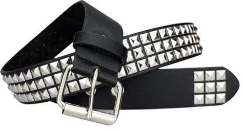 Pu Leather Belt, Punk Rock Rivet Waist Strap, Adjustable Studded Black Belt, 125cm for Clubwear, Night Out, Edgy Fashion Size, Daily Statement Styling Sets