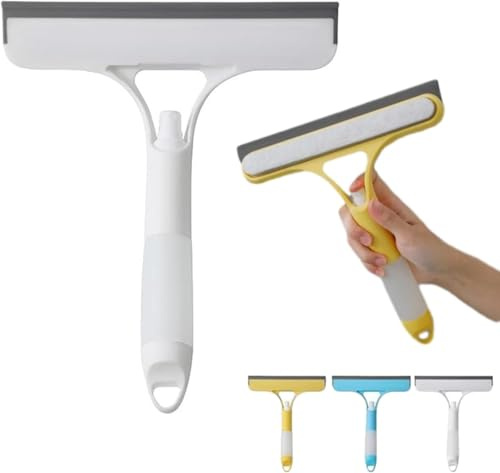 2025 New Window Cleaning Scraper 3 in 1, Squeegee for Shower Glass, Spray Function for Glass Doors for Windows Glass, Mirrors Scraper, Brush. All-Purpose Window Cleaner Tool (White)