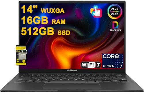 ASUS Zenbook 14 Creator Laptop 14 WUXGA Lumina OLED Touch (100% DCI-P3, 500nits HDR) Intel 16-core Ultra 7 255H (Up to 13 Tops) 16GB RAM 512GB SSD for Business Professional Win11 ICP Hub