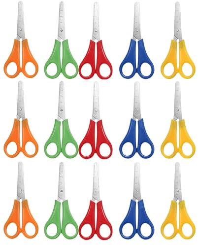 10 Stück Kinderschere Set, Schere Schule 1. Klasse, Bastelschere Kinder, Kinderscheren, Schere mit Stumpfer Spitze, Lernschere mit Skala, Abgerundete Spitzen Scheren Kinder(13 cm, 5 Farben)