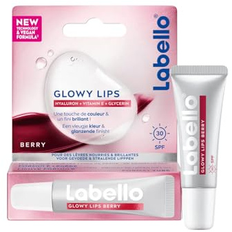 LABELLO - Hyaluron Tube Glow Berry Tinted - Soin Des Lèvres Teinté FPS30-24H D'Hydratation - Lèvres Nourries & Brillantes - Acide Hyaluronique, Vitamine E & Glycérine - Vegan - 10 ml