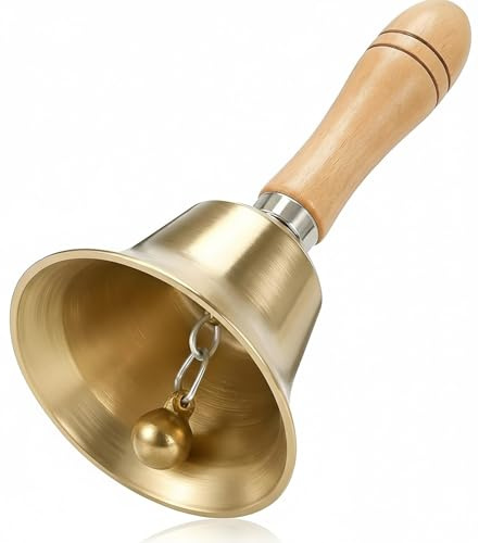 Weihnachten Handglocke, Klassische Metall Glocke mit Holzgriff, Super Laute Tischglocke für Abendessen, Schule, Service, Hochzeit, Meditation, Tiertraining, Anrufsglocke für ältere Menschen und Büro