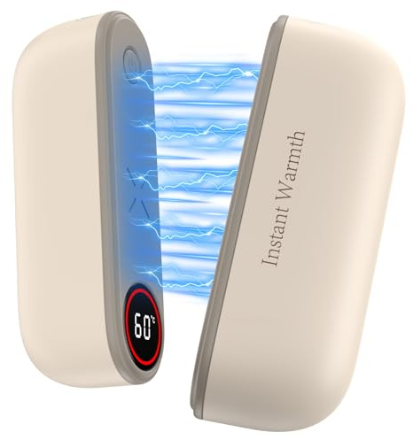 Calentador de Manos, Temperatura 45-60℃, Recargable 4000mAH*2 Calienta Manos, 3 Niveles de Calor, Magnético 2 en 1, Portátil Calentador Manos para Golf, Raynauds, Camping, Navidad Regalos-Blanco