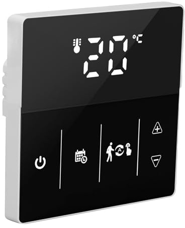 Keenso WIFI-Termostat, Intelligent Fjärrkontroll, Digital Display, Programmerbar Termostat för Hem, Hotell, ABS-material (Svart)
