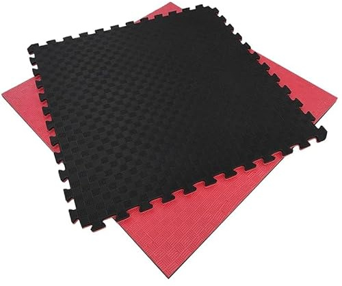 Artatami® Tatami Puzzle 1x1x40 mm Rojo - Negro【1 Unidad】 Profesional Alta Densidad EVA – Tatami 4 cm para Judo, BJJ, MMA y Lucha – Suelo Artes Marciales Antideslizante Premium