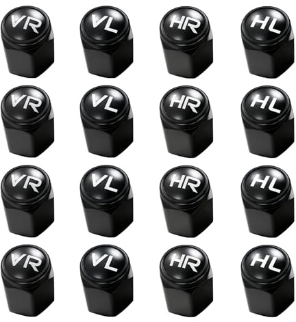 16x Ventildeckel mit Kennzeichnung VL VR HL HR Reifenmarker mit Dichtring | Ventilkappen zur einfachen Kennzeichnung von Winter- und Sommerreifen. Universell für Auto, SUV und Motorrad