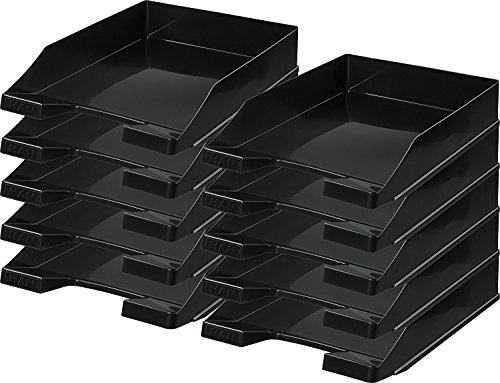 HAN 1027 Briefablage Klassik, Schreibtisch Organizer, Bürobedarf, Ablagefächer, Büromaterial, Briefkorb, Dokumentenablage, bis Format A4/C4 (Klassisch, Schwarz, 10 Briefablagen)