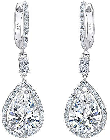 EVER FAITH® Damen Zirkonia Ohrringe 925 Sterling Silber Tropfen klar Cubic Zirkonia Tropfen Pierced Dangle Ohrringe Hochzeit classic Elegant Daily Outfit
