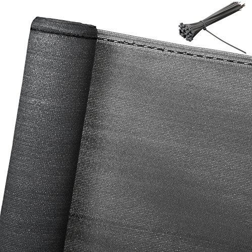 WOLTU Zaunblende 1,8x6m, 150 g/m² HDPE Tennisblende Schattiernetz Sichtschutz Windschutz Staubschutz Sonnenschutz Gewebe Netz mit Kabelbinder anthrazit