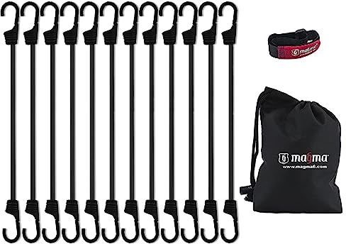 MAGMA Spanngummi 12er Set | Robuster Schnellspanner für Fahrrad, Auto, LKW, Anhänger & Garten Expander zur Sicherung von Tarps, Ladung und Planen Für Camping, Militär und Outdoor (30cm, Schwarz)