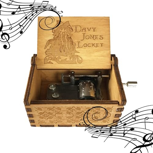 MINGZE Manovella in Legno Music Box meccanismo, varietà di Stili Carillon Creativo Personalizable, Best Gift for Kids Friends (Pirates of The Caribbean（Wood Color）)
